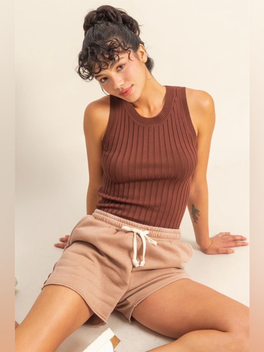 HYFVE Stretchy Ribbed Round Neck Sweater Tank